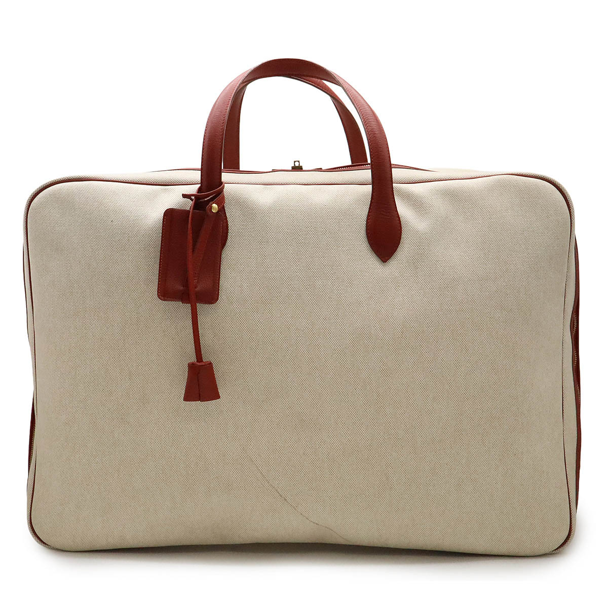HERMES エルメス　ヴィクトリア43 ボストンバッグ　アイボリー　レッド HERMES エルメス ヴィクトリア43 ボストンバッグ ハンドバッグ