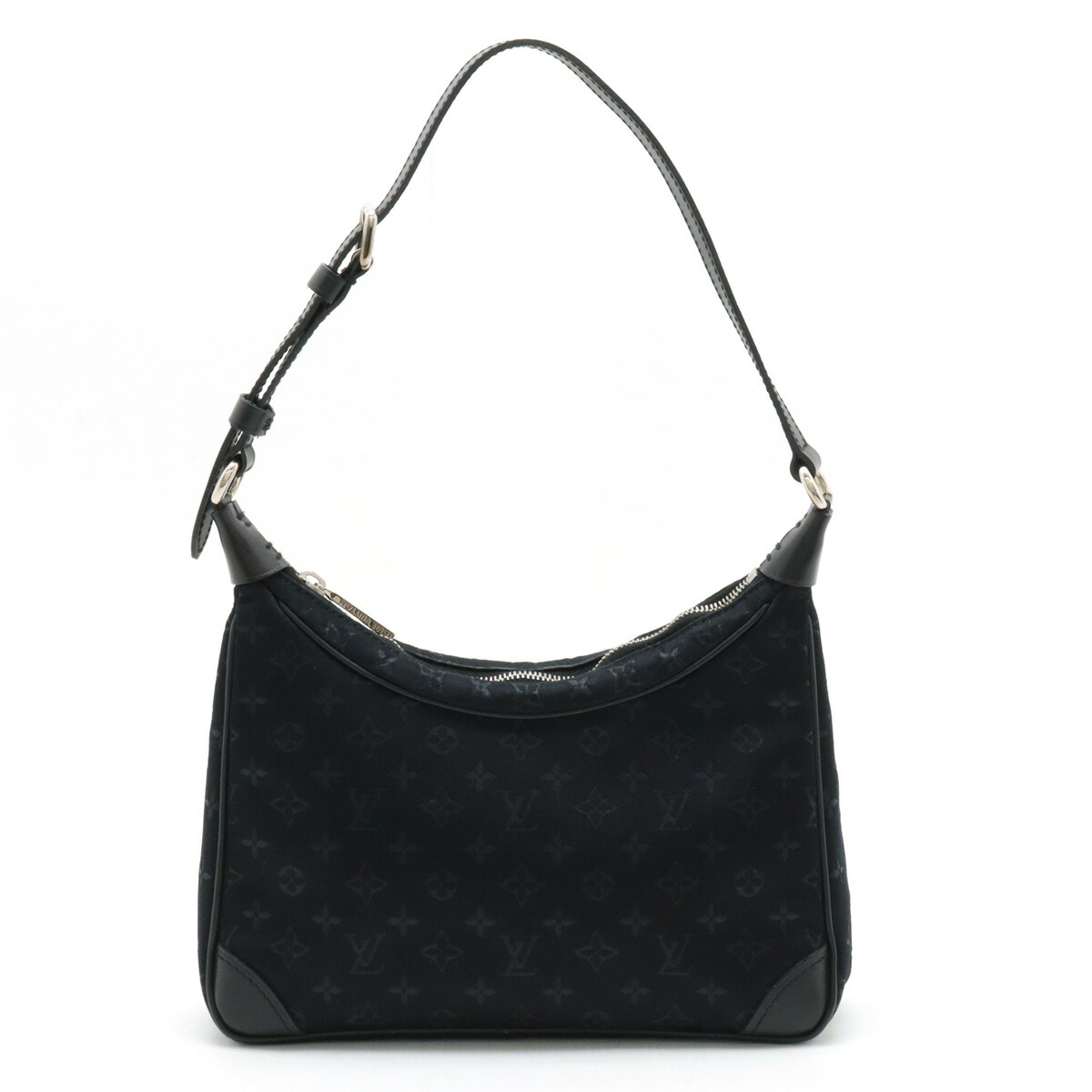 LOUIS VUITTON ルイ ヴィトン モノグラム繻子 リトルブローニュ 付属物合切袋 ミニハンドバック なめし革 ノワール 黒いこと M92142 【中古】