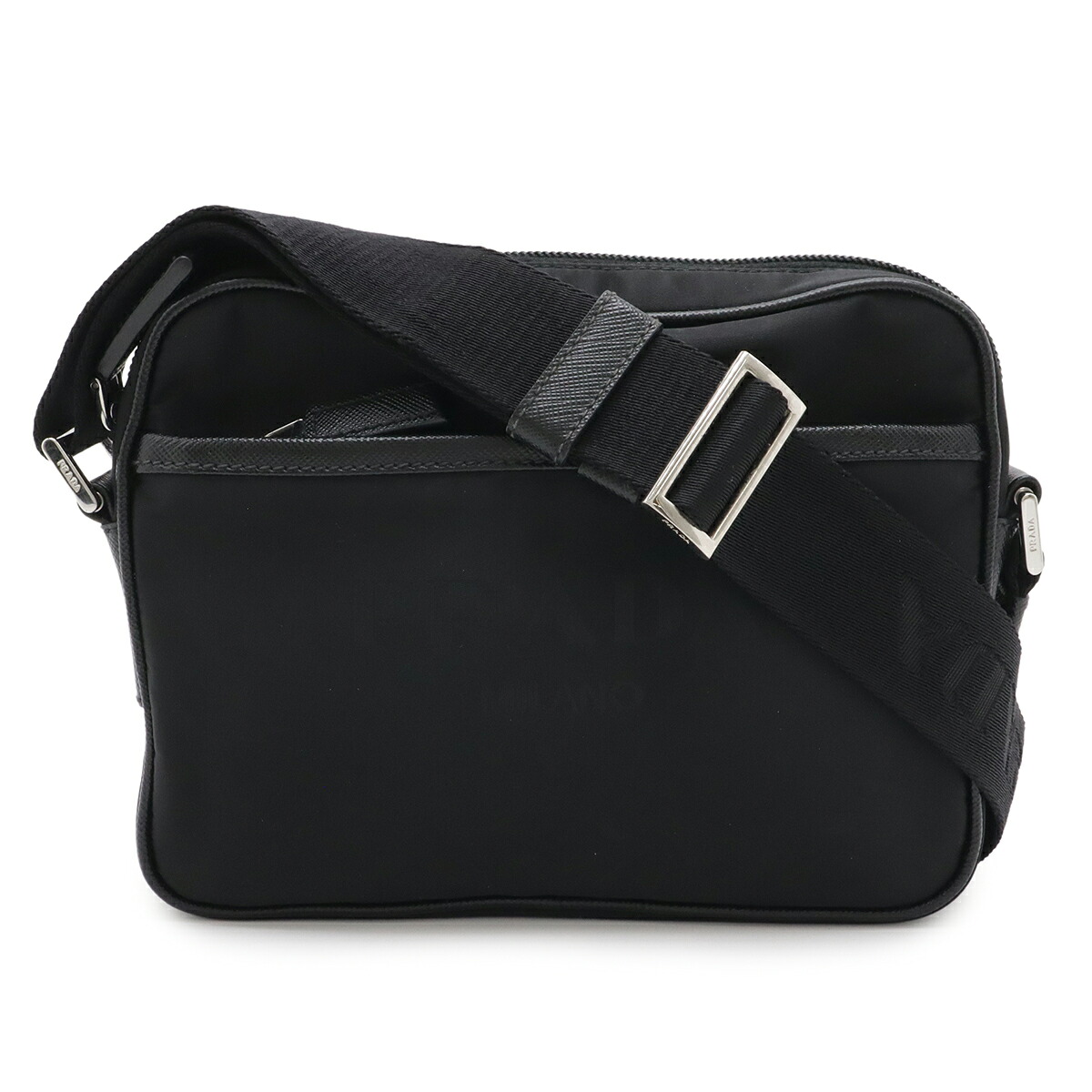 PRADA プラダ トライアングルロゴ ロゴプレート ショルダーバッグ 斜め掛け ナイロン レザー NERO 黒 ブラック シルバー金具 キーリング付 BT0741 楽天市場】PRADA プラダ トライアングルロゴ ロゴプレート ショルダー