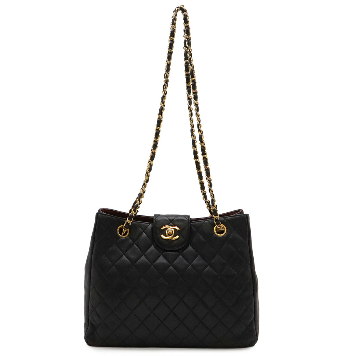 CHANEL シャネル マトラッセ ココマーク チェーンショルダー ショルダーバッグ 肩掛け ラムスキン レザー ブラック 黒 ゴールド金具 【中古】|ブルーミン/森田質店