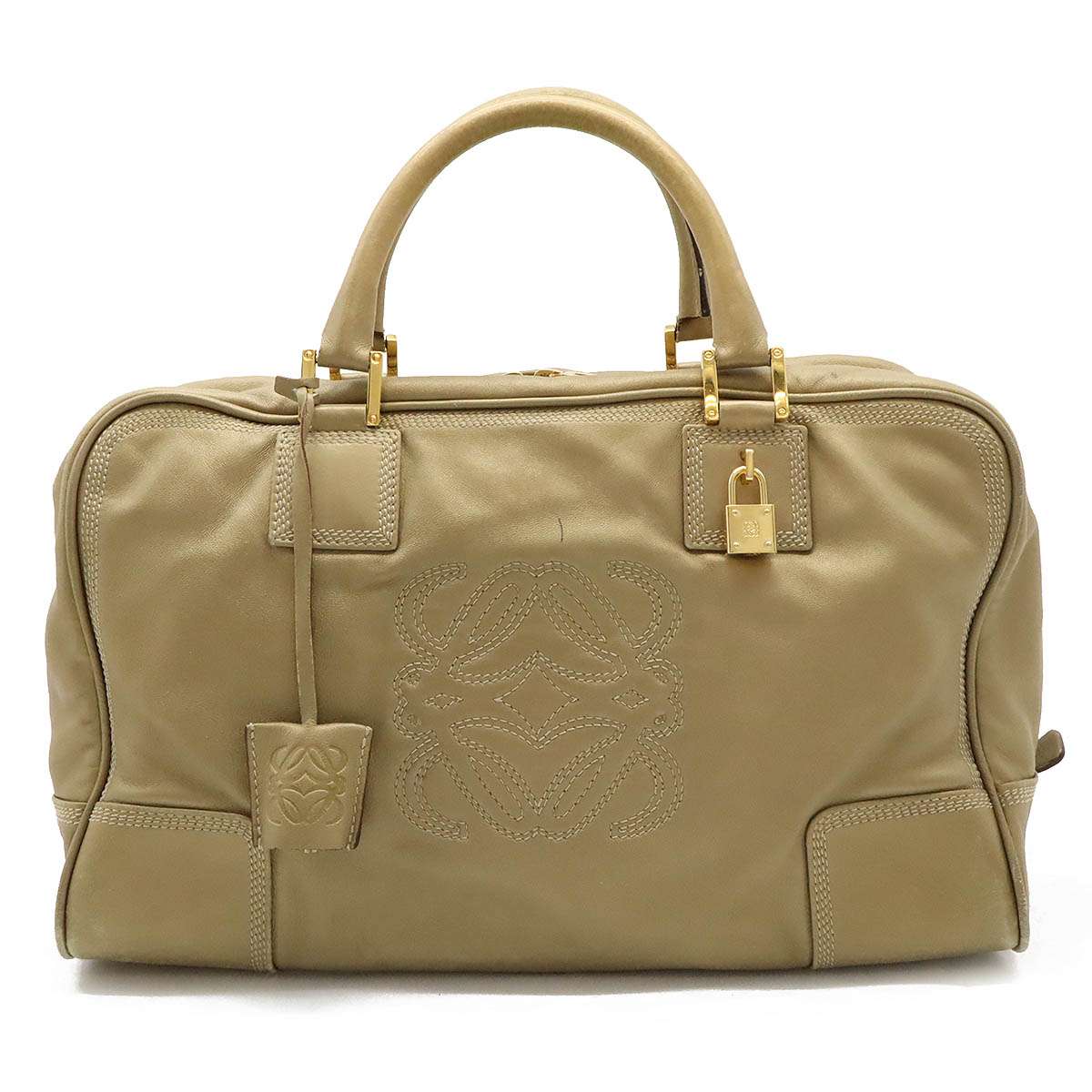 LOEWE★アマソナ36 ハンドバッグ ミニボストン アナグラム ゴールドs42 LOEWE☆アマソナ36 ハンドバッグ ミニボストン アナグラム