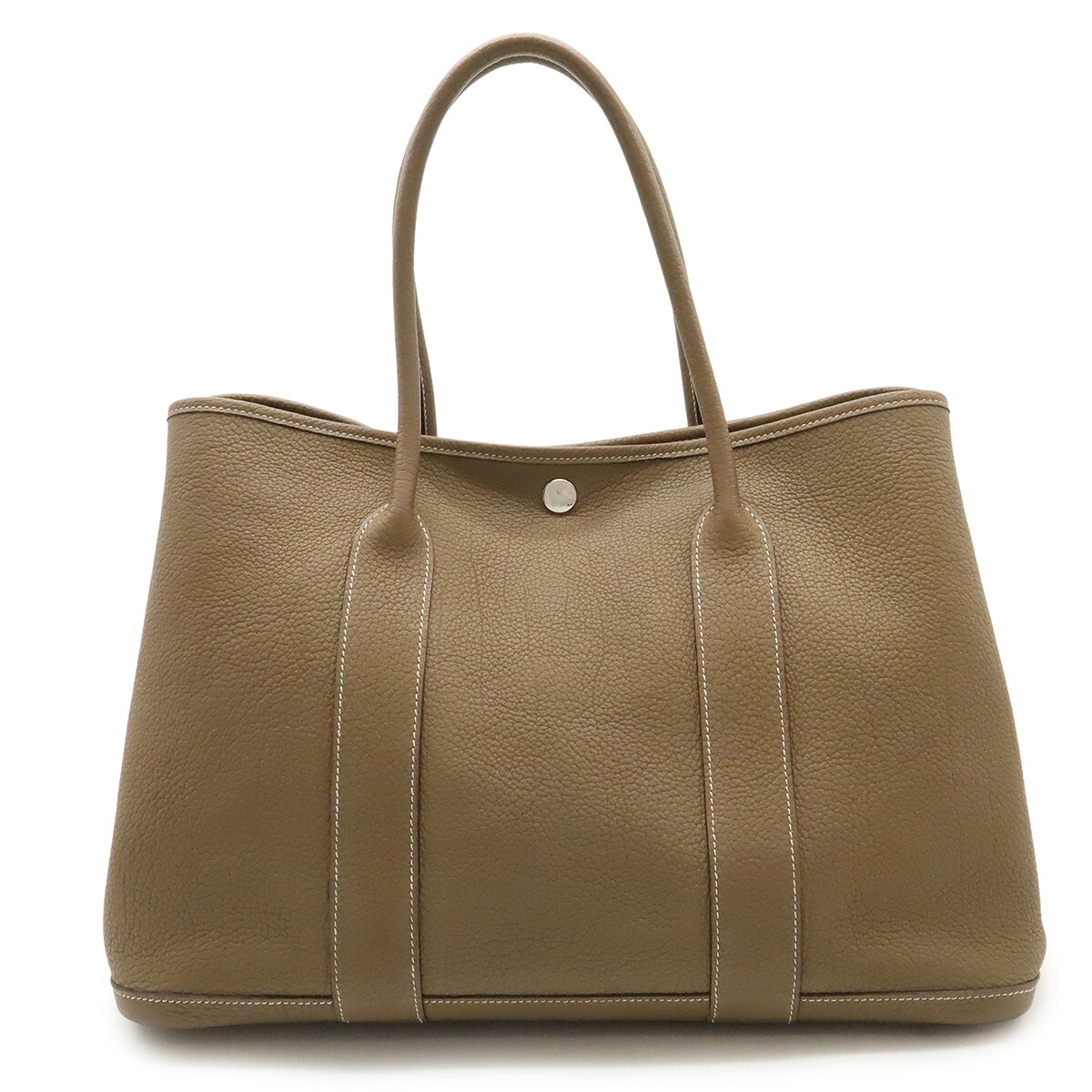HERMES エルメス ガーデンパーティPM トートバッグ ハンドバッグ ネゴンダ レザー エトゥープ グレージュ シルバー金具 □N刻印 【中古】