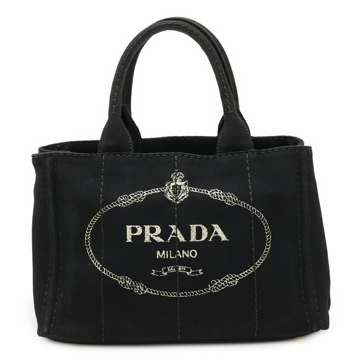【美品✨】PRADA プラダ　カナパ　2way ハンドバッグ　キャンバス　黒 プラダカナパ ハンドバッグ 黒 レディース キャンバス 2WAY