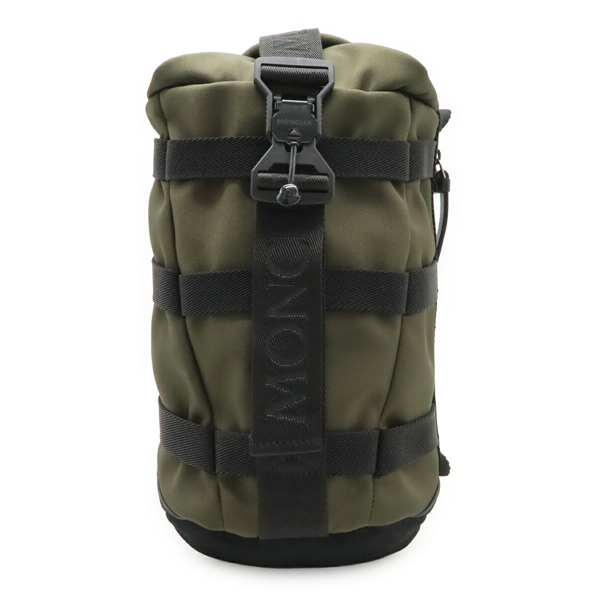 MONCLER モンク軌跡 ARGENS MONO 上半身御徒面子 うしろ側容器に並べる ナイロン帆布 カーキ 緑であること 黒いこと 黒  【中古】