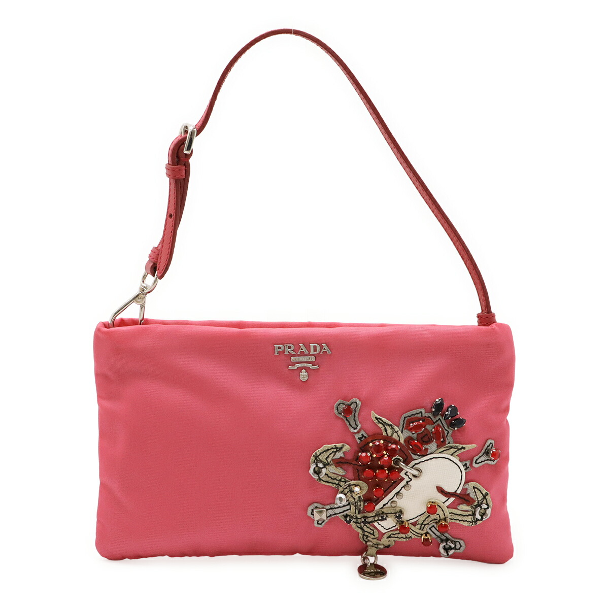 【極美品】PRADA　ハンドバッグ　ミニ　ポーチ　レディース　バッグ 話題 PRADA◇Re-Nylon ミニバッグ ポーチ チェーンストラップ付