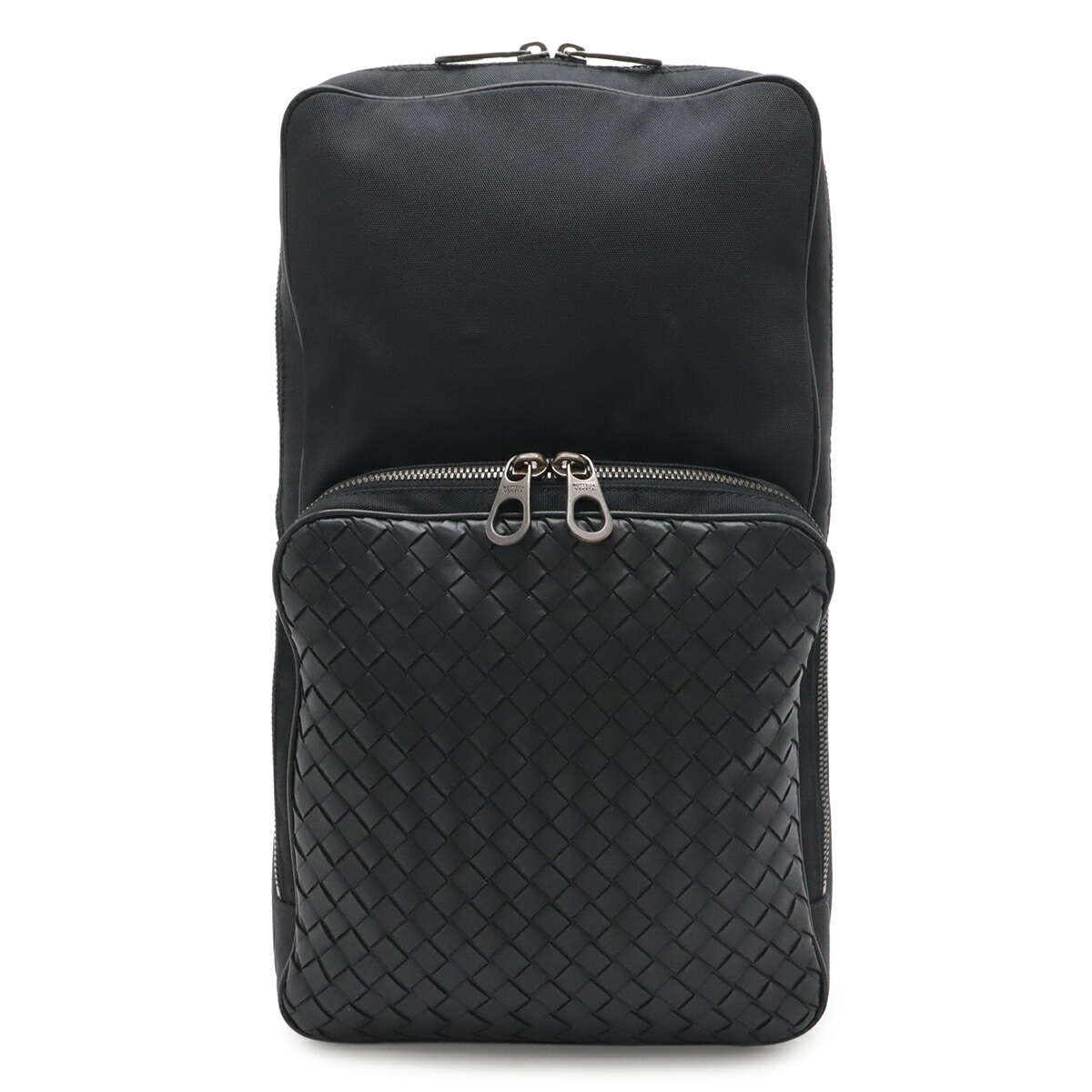 BOTTEGA VENETA ボッテガ ヴェネタ ボッテガベネタ イントレチャート 上半身御徒面子 ショルダーバッグ ナイロン帆布 なめし革 黒いこと 520117 【中古】