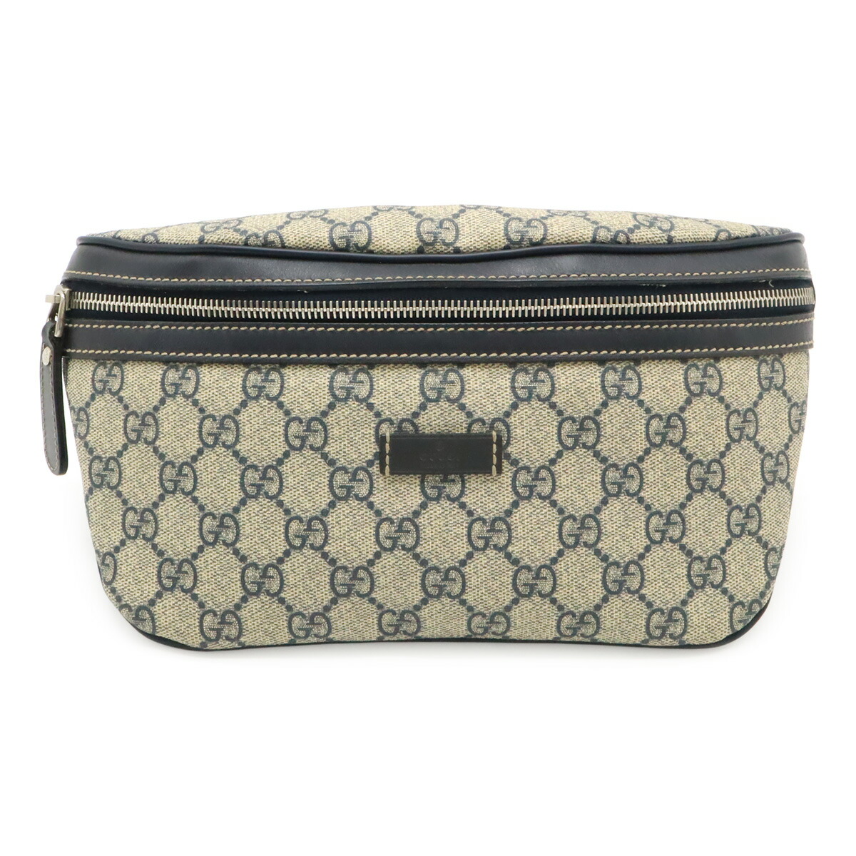 GUCCI グッチ GGスプリーム 上半身御徒面子 酉の方角御徒面子 酉の方角合切袋 御居処御徒面子 PVC なめし革 米国海軍 紺 ベージュ 233269  【中古】