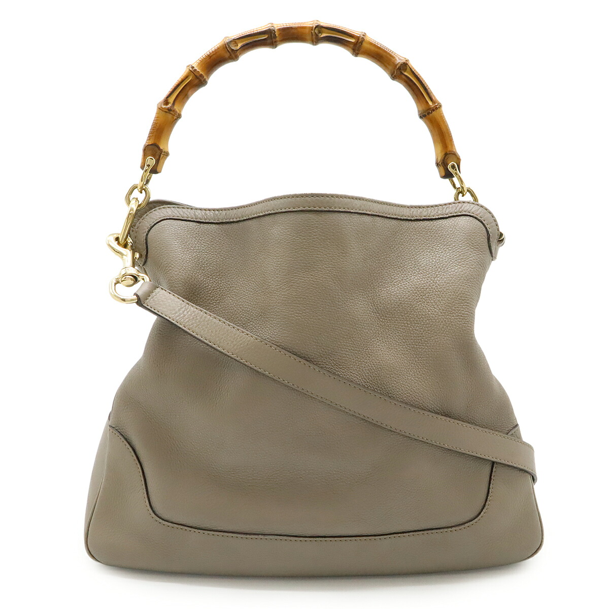 GUCCI グッチ バンブー ハンドバッグ 2WAY ショルダーバッグ 斜め掛け レザー グレージュ ゴールド金具 282315 【中古】|ブルーミン/森田質店