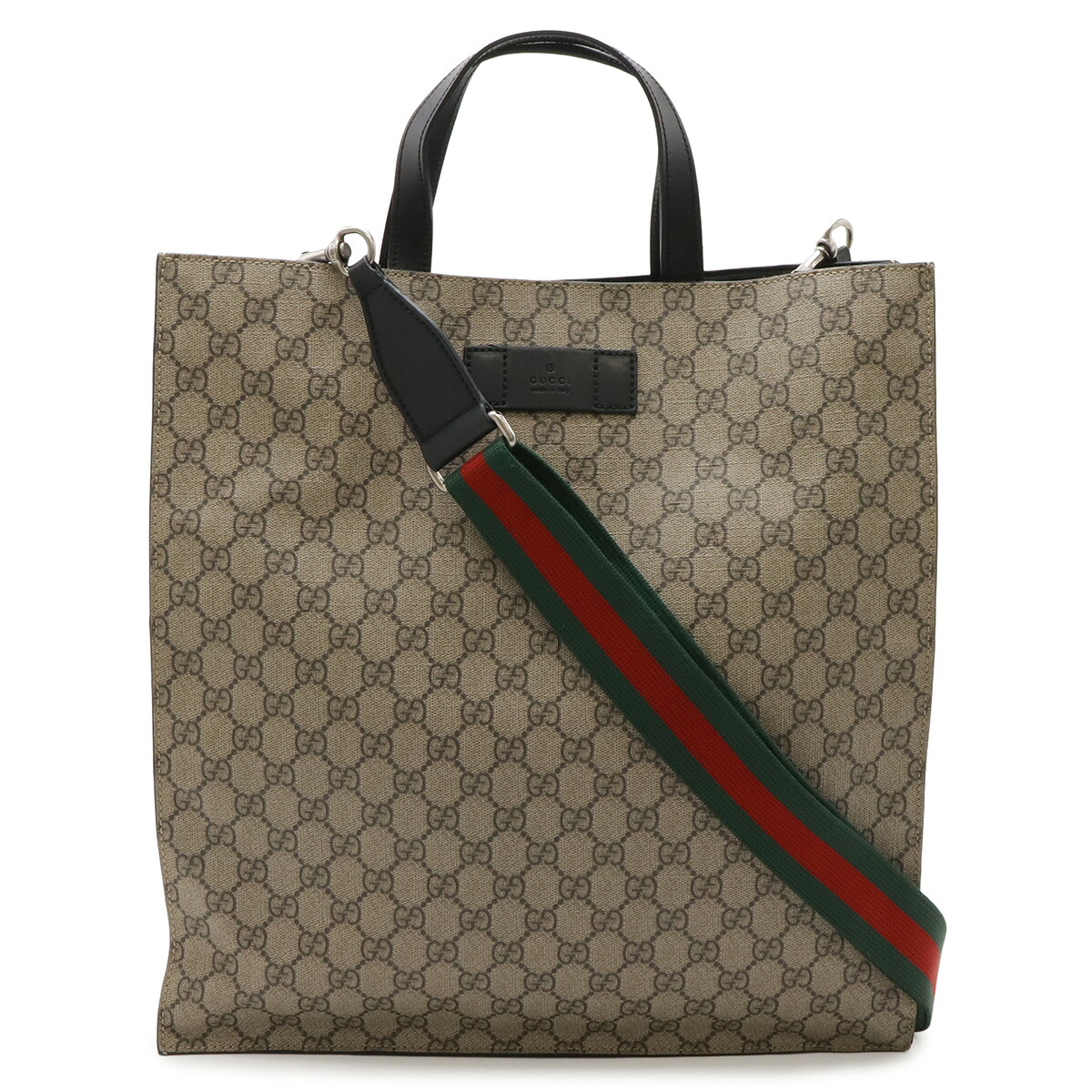 GUCCI グッチ ホンブルグ帽GGスプリーム トートバッグ 2WAY ショルダーバッグ 曲がった掛け PVC なめし革 ベージュ 黒いこと 黒 456217 【中古】