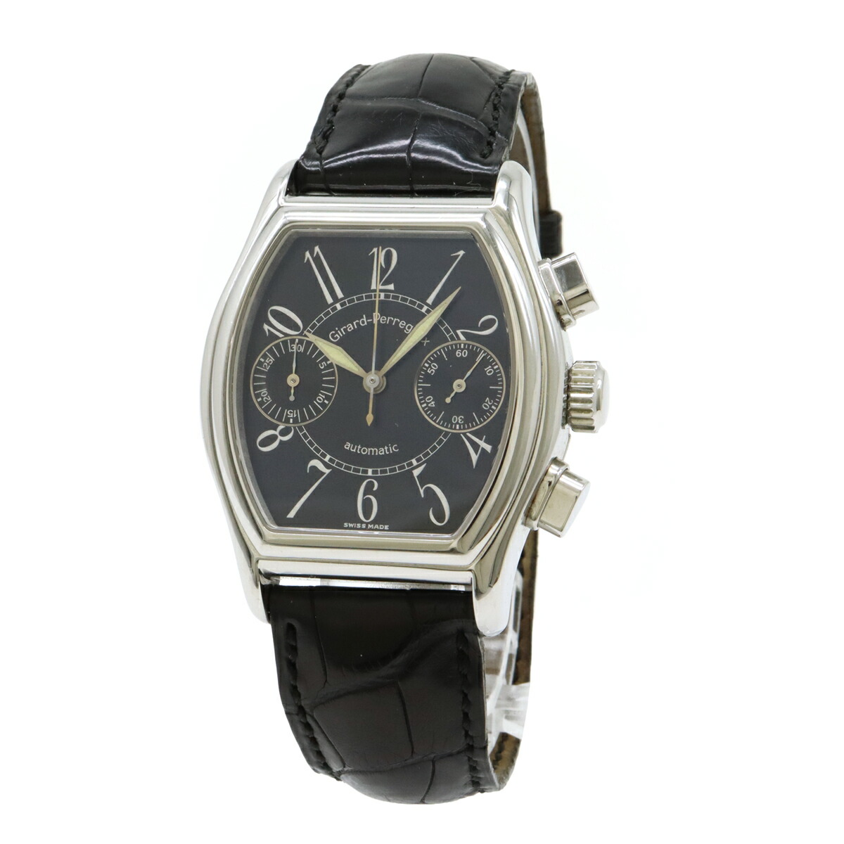 GIRARD-PERREGAUX ジラール ペルゴ リシュビル クロノグラフ 黒いこと文字記号盤 SS メンズ AT オートマ ウオッチ 27500.0.11 6156  【中古】