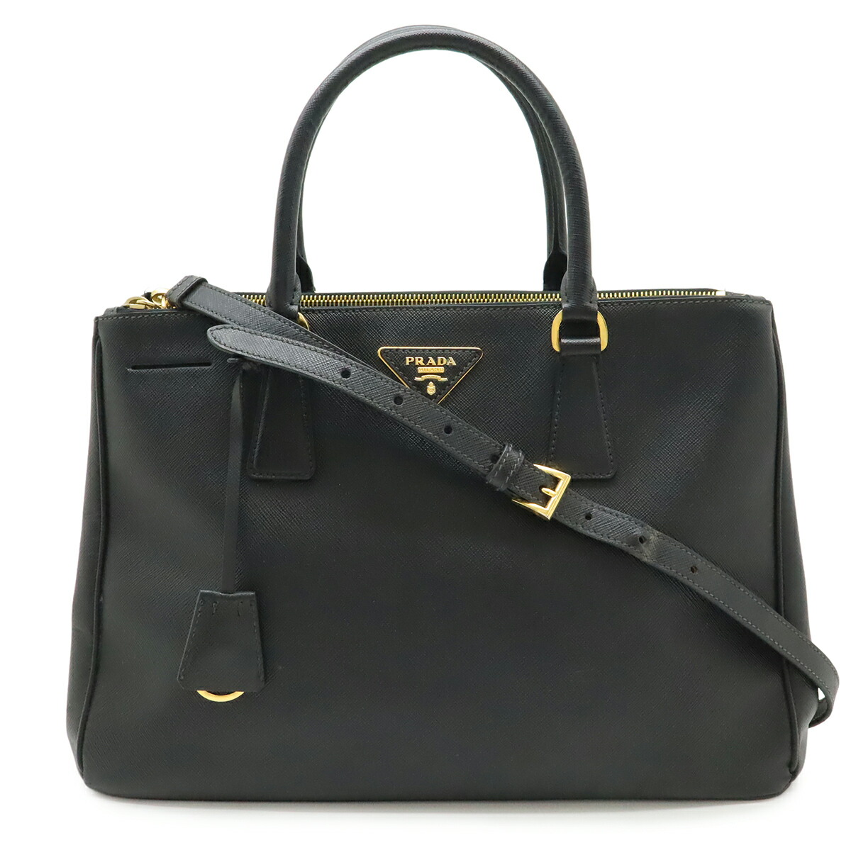 PRADA プラダ SAFFIANO LUX サフィアーノ ハンドバック 2WAY ショルダーバッグ なめし革 NERO 黒 黒いこと ゴールド金具 BN2274 外国でブチック買いもとめる品 【中古】