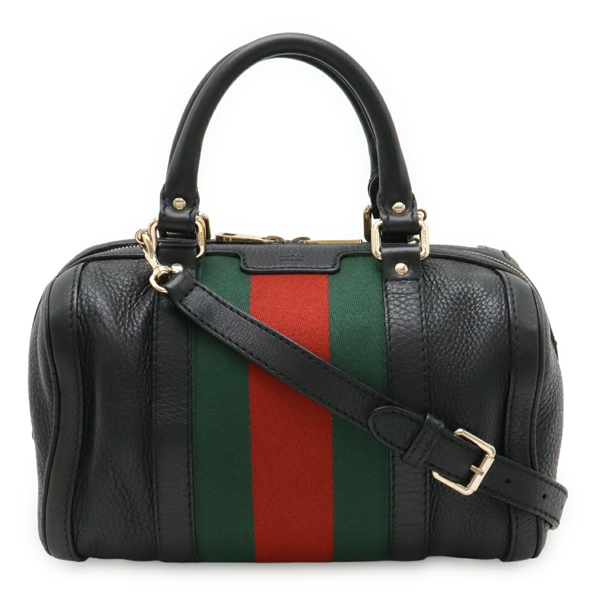 GUCCI グッチ シェリー酒伝達ルート ハンドバック ミニボストンバッグ ショルダーバッグ なめし革 黒いこと 黒 緑であること 緑 赤いこと 赤 269876 【中古】