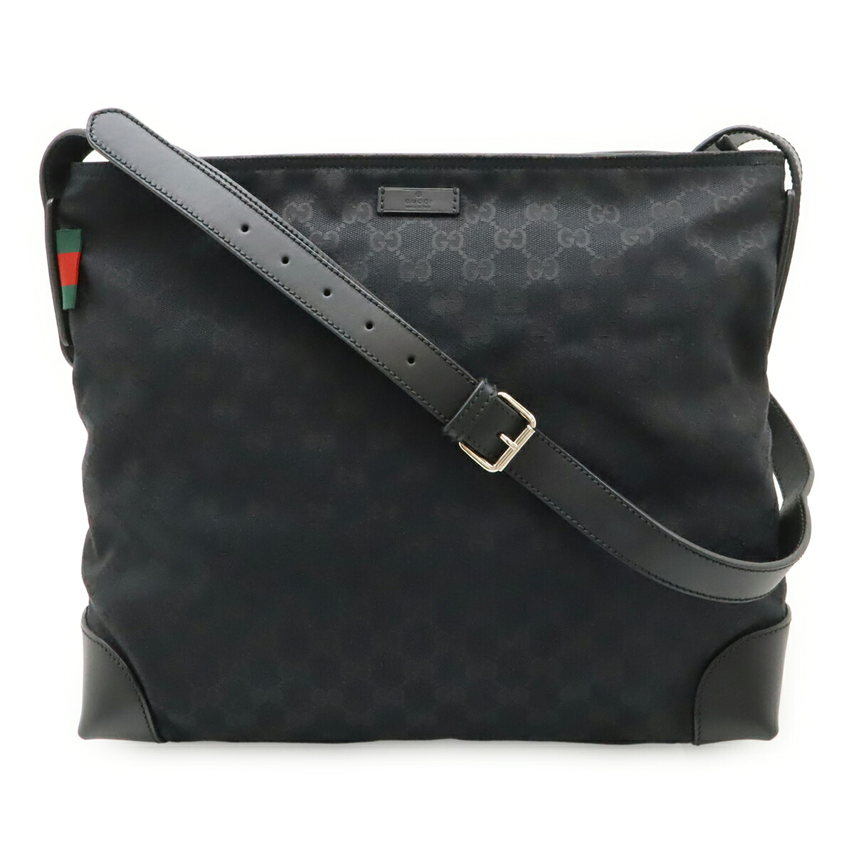 GUCCI グッチ GG帆布 シェリー酒生産ライン ショルダーバッグ 曲がった掛け なめし革 黒いこと 黒 緑であること 緑 赤いこと 赤 308930 【中古】