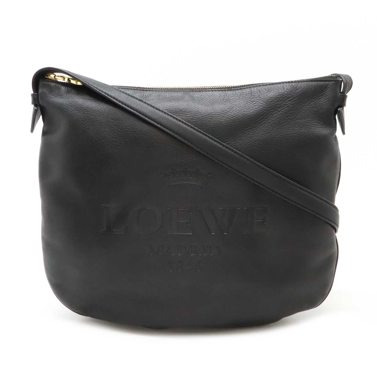 ロエベ loewe ショルダーバッグ　ブラック　アナグラムロゴ　レザー 人気 LOEWE ロエベ ショルダーバッグ アナグラム ロゴ型押し
