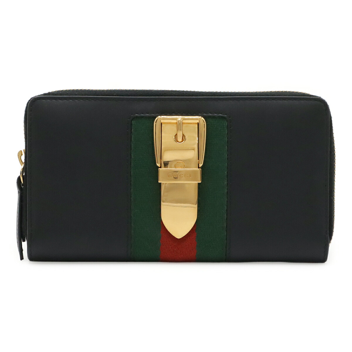 GUCCI グッチ SYLVIE シルヴィ ジップアラウンドウォレット ラウンドファスナー 長財布 レザー ブラック 黒 ゴールド金具 476083 【中古】｜ブルーミン／森田質店