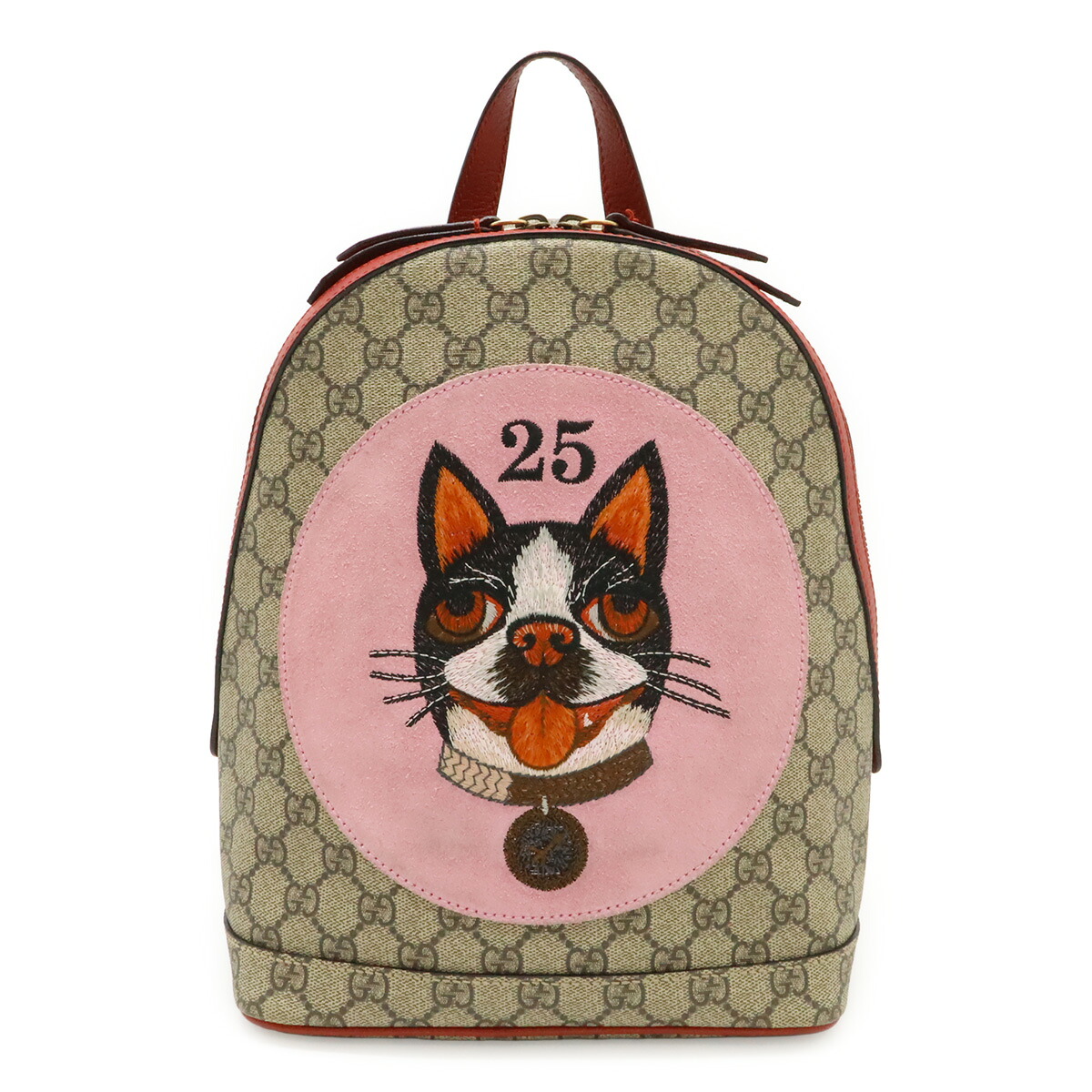 GUCCI グッチ GGスプリーム BOSCO ボスコ アップリケ 犬 飼い犬 背嚢 うしろ側容器に並べる PVC なめし革 ベージュ 赤いこと 赤 495621 【中古】