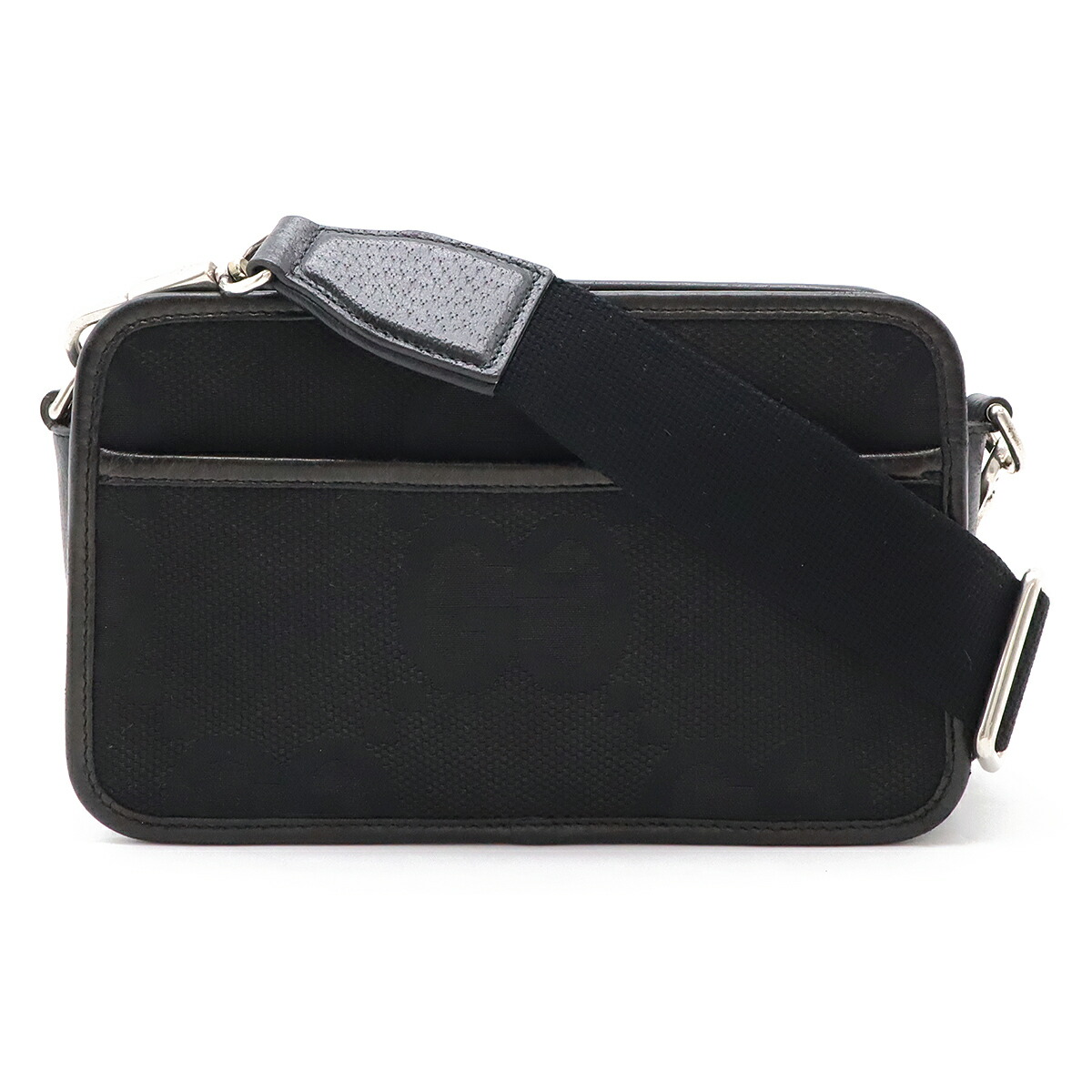 美品 グッチ キャンバス クラッチバッグ レオパード ロゴ型押し ブラック GUCCI グッチ チルドレンズ トートバッグ レオパード ヒョウ柄