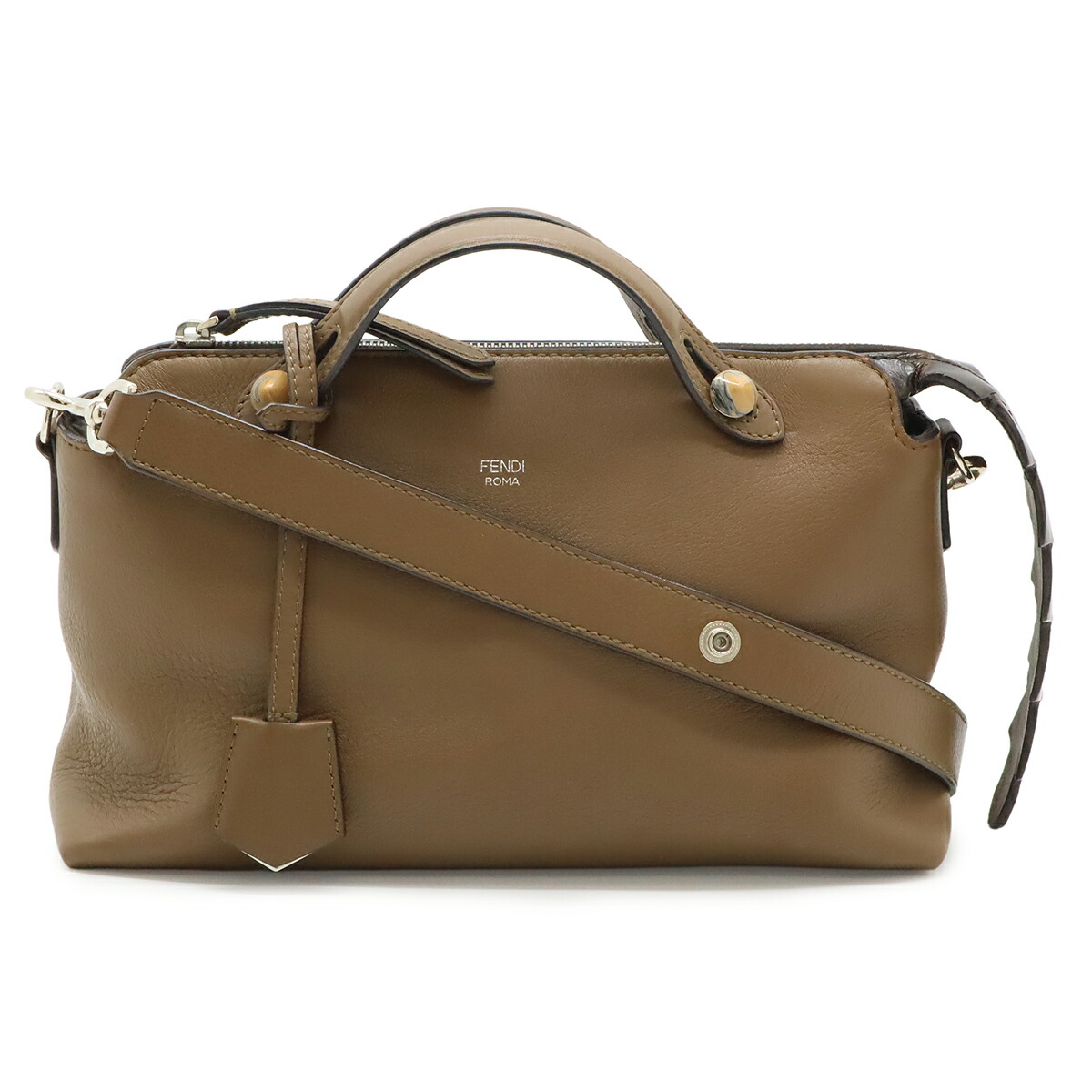 FENDI フェンディ BY THE WAY バイザウェイ 並み並み ハンドバック 2WAY ショルダーバッグ 型押し なめし革 赤銅色 茶 しろがね色金具 8BL124 【中古】
