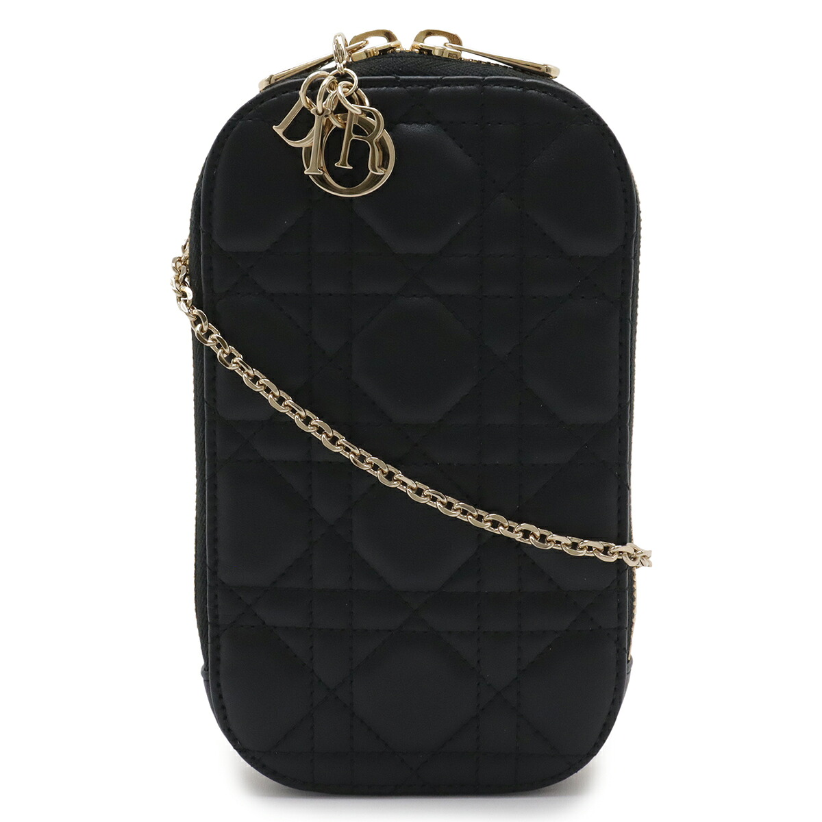 Christian Dior クリスチャン ディオール レディディオール Call'in Dior コーリンディオール フォンホルダー スマホケース レザー ブラック 黒 【中古】