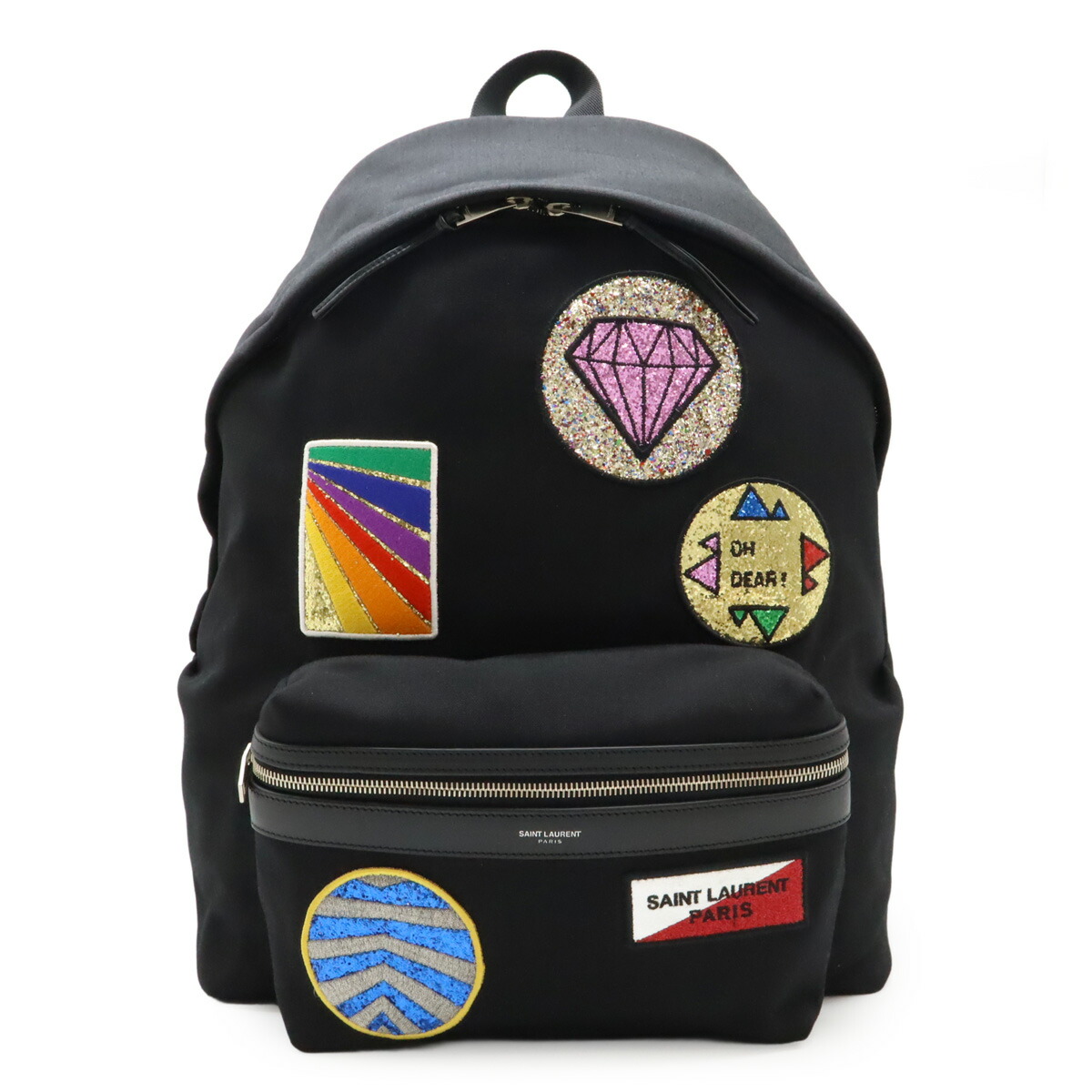◆ SAINT LAURENT ◆ ナイロンキャンバスとレザーのバックパック YSL Saint Laurent City Backpack in Nylon Canvas and Leather