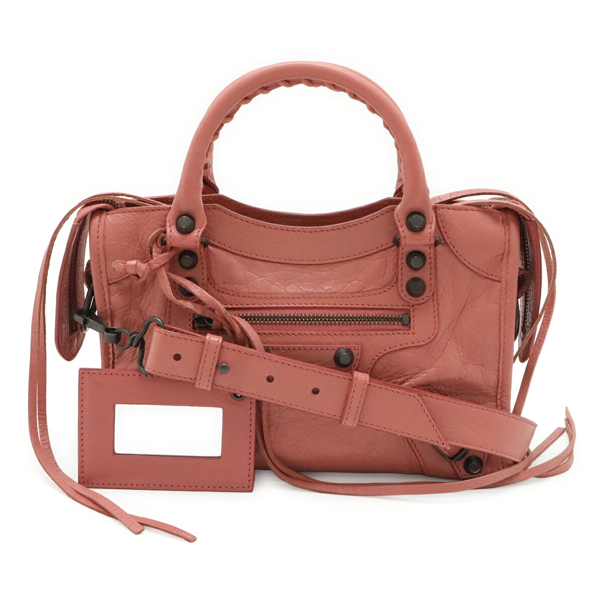 BALENCIAGA バレンシアガ クラシック ミニ シティ ハンドバッグ ミニバッグ 2WAY ショルダーバッグ レザー ピンク ミラー付き 300295 【中古】｜ブルーミン／森田質店
