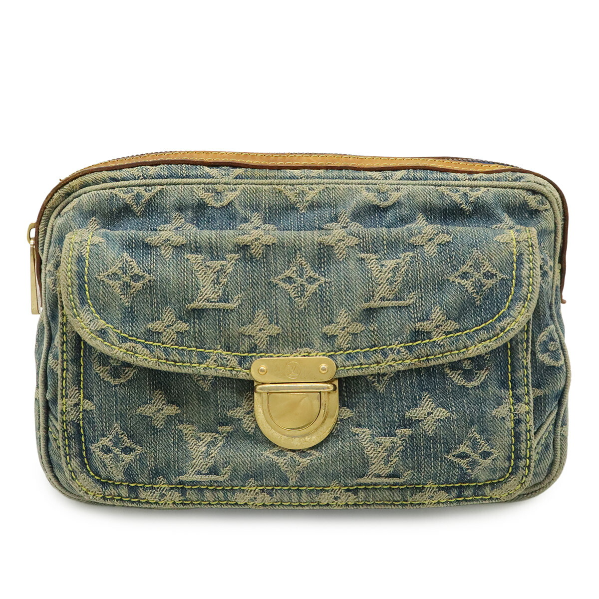 LOUIS VUITTON ルイ ヴィトン モノグラムジーンズ バムバッグ 酉の方角御徒面子 上半身御徒面子 ショルダーバッグ 青碧 青 M95347 【中古】
