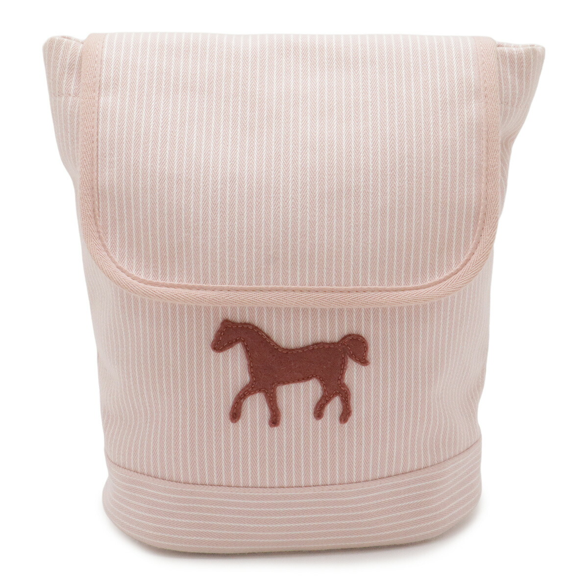HERMES エルメス カヴァルカラー うしろ側容器に並べる 背嚢 キッズ ちびっ子用 導管 馬 縞模様 綿織物 綿 さくら色 白いこと 白 【中古】