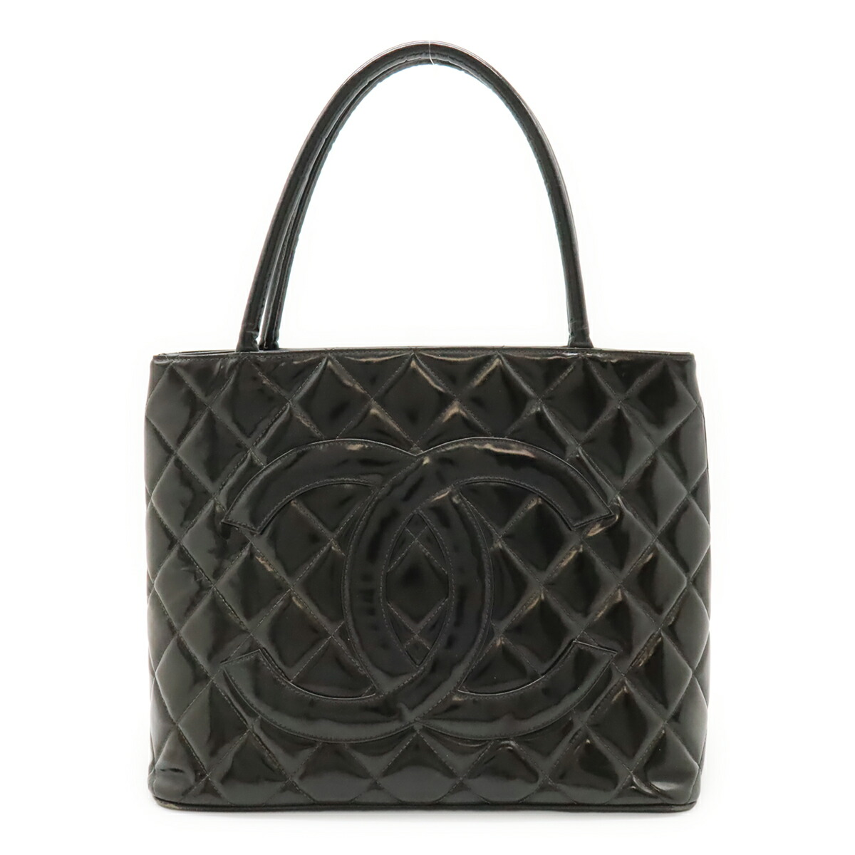 CHANEL シャネル マトラッセ ココマーク 復刻トート トートバッグ ショルダーバッグ エナメル パテントレザー ブラック 黒 ゴールド金具 A01804 【中古】|ブルーミン/森田質店