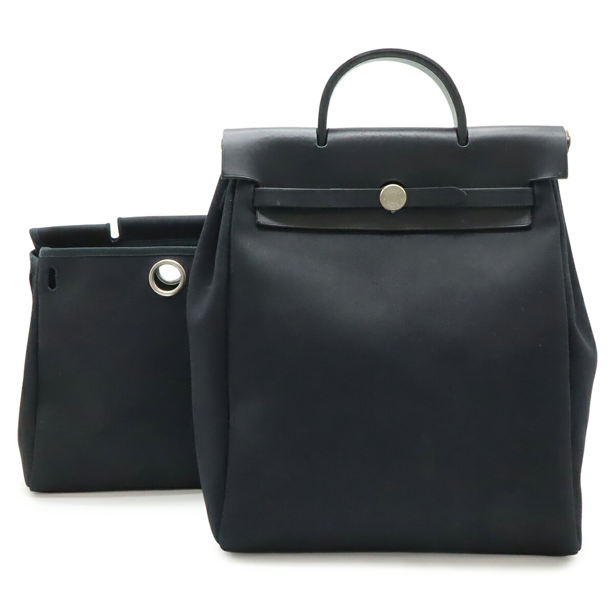 HERMES エルメス 叫び泣き御徒面子 居住地PM 背嚢 2WAY ハンドバック トワルオフィシエ なめし革 黒いこと 黒 □E目じるし 【中古】