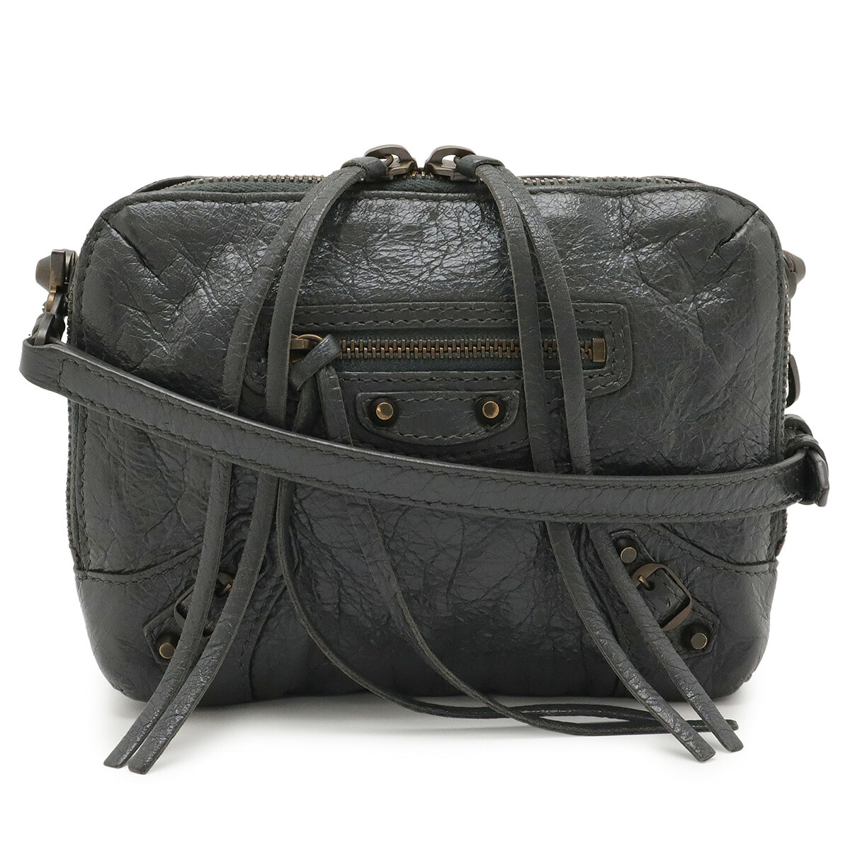 BALENCIAGA バレンシアガ クラシック レポーター XS ショルダーバッグ セミショルダー 斜め掛け レザー グレー 488795 【中古】