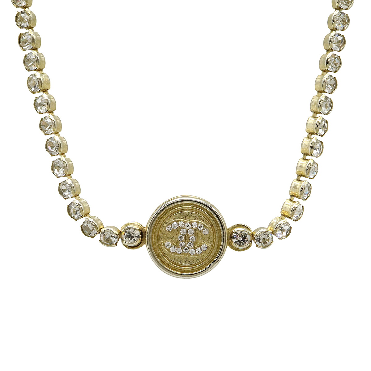 CHANEL シャネル ココマーク チョーカー ネックレス ペンダント GP ラインストーン ゴールド A21 S 【中古】|ブルーミン/森田質店