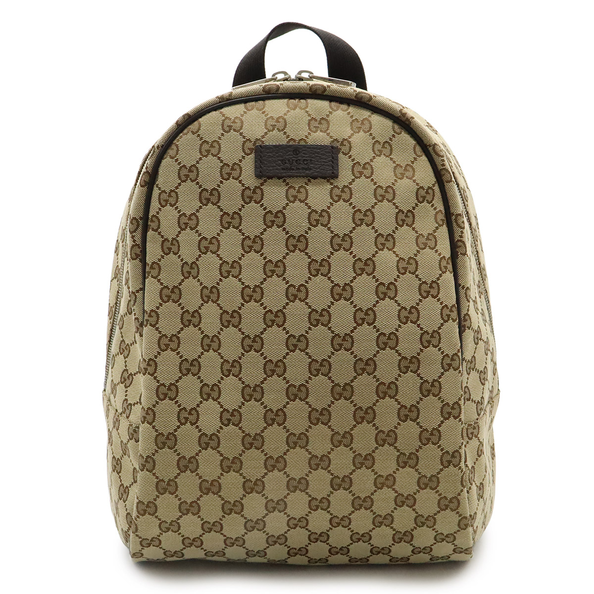 GUCCI グッチ GG帆布 背嚢 うしろ側風呂敷き包み デイパック なめし革 ベージュ まっ黒い赤銅色 茶 逃げ道品 449906 【中古】