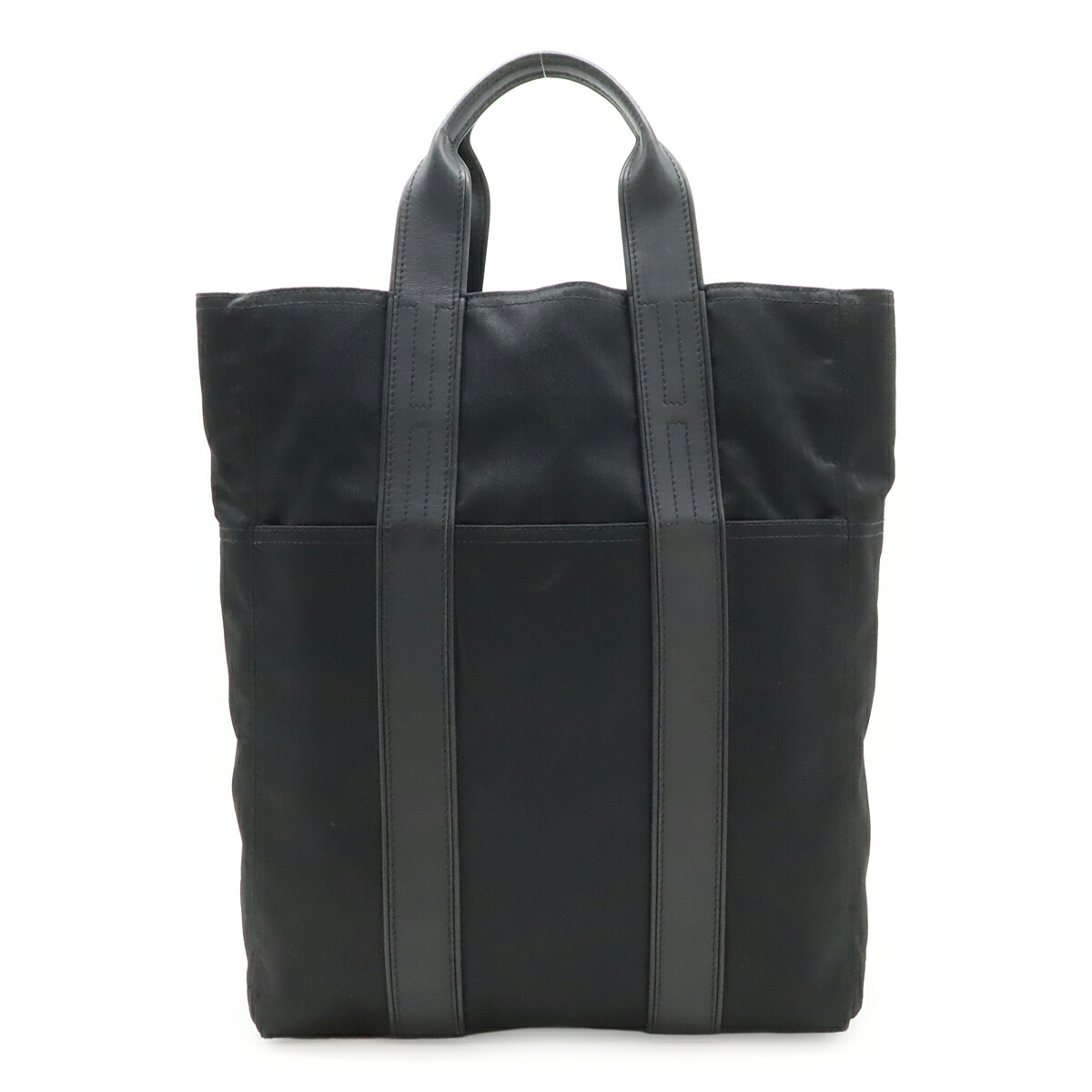 HERMES エルメス アカプルコデフアレス カバスMM トートバッグ ラージトート ハンドバック トワルシェブロン 帆布 なめし革 黒いこと 黒 【中古】