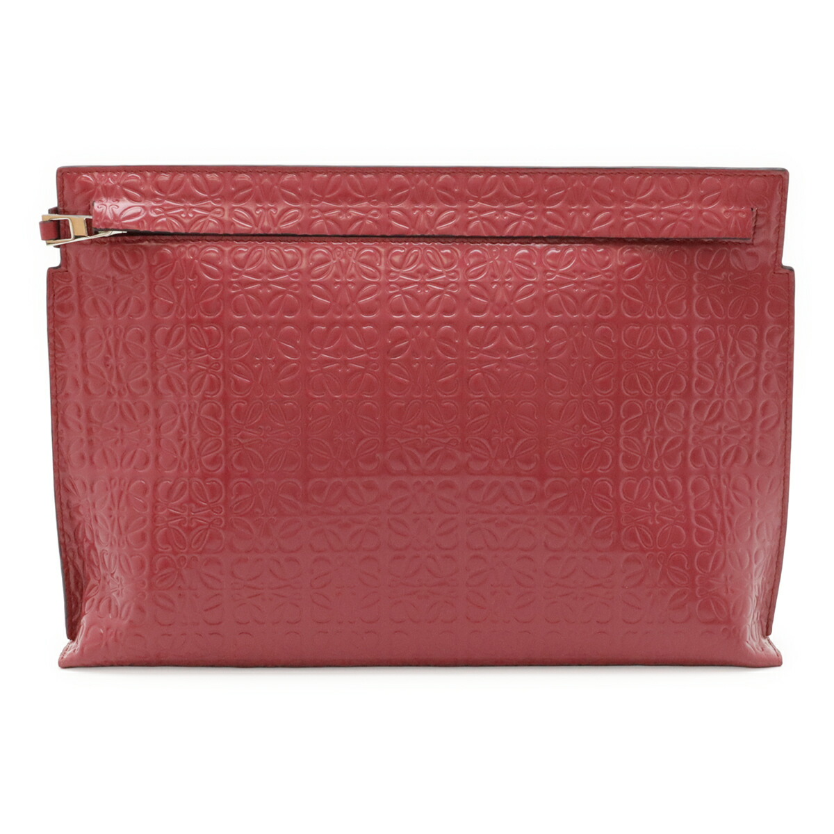 LOEWE ロエベ リピートアナグラム T合財袋 クラッチペダル御徒面子 二番め御徒面子 マルチ合財袋 専売特許なめし革 フューシャ サクラ色 しろがね色金具 【中古】