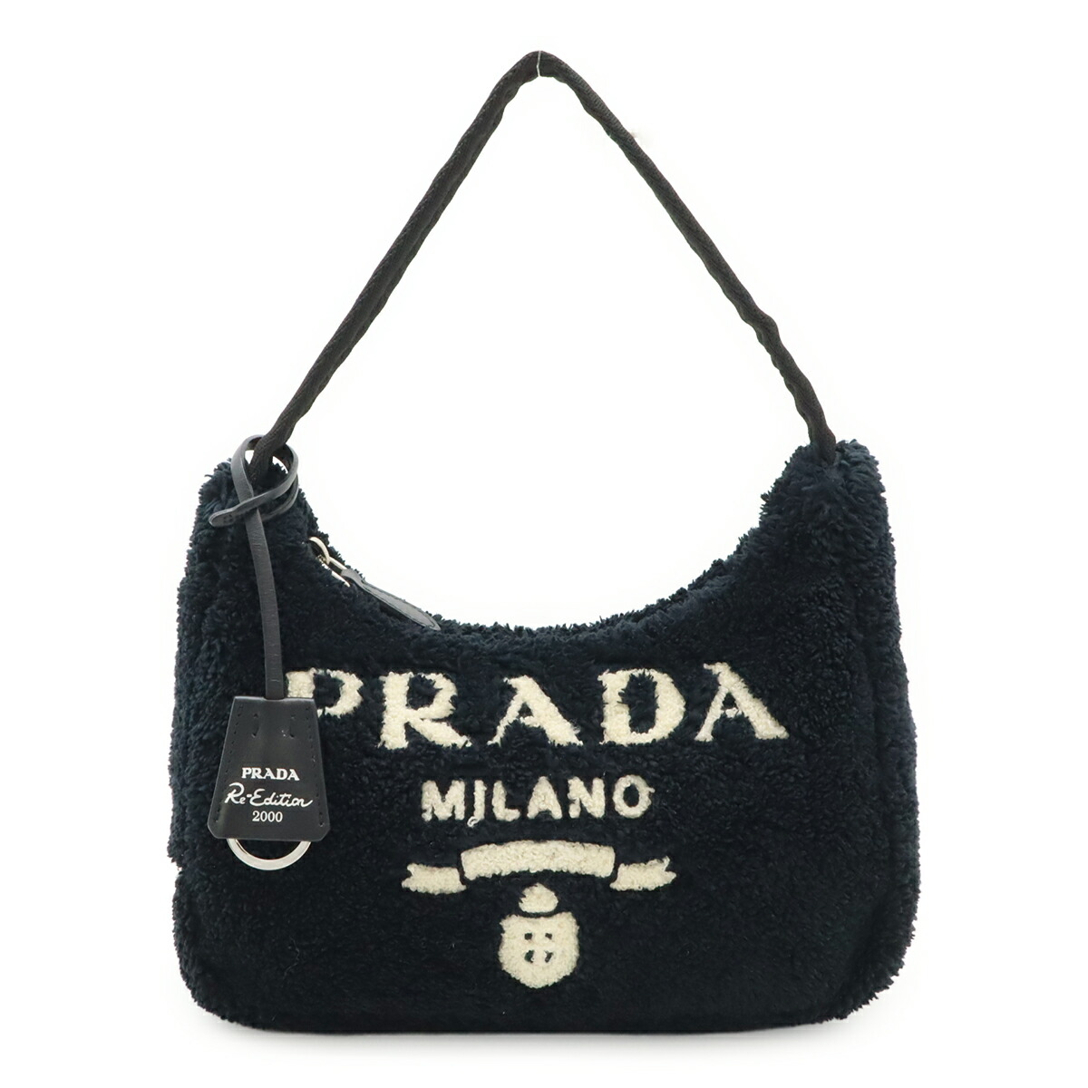 PRADA プラダ テリー Re-Edition 2000 ミニバッグ ショルダーバッグ ハンドバッグ トライアングルロゴ パイル NERO 黒 ブラック 1NE515 【中古】