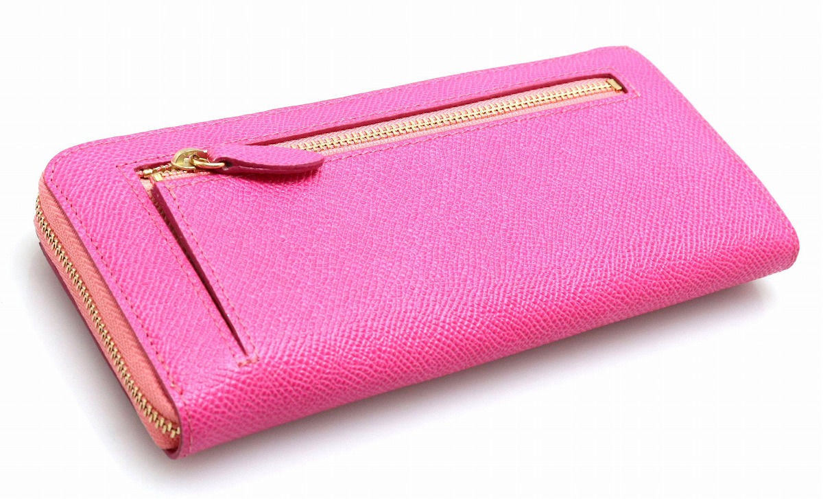 4 Luria ヨンドシー 財布 レザー レザー ルリア ピンク ヨンドシー L字ファスナー長財布 財布 ケース ブルーミン 森田質店レディース 未使用品 フューシャピンク メタリックピンク 中古 K ブランド 財布 小物 長