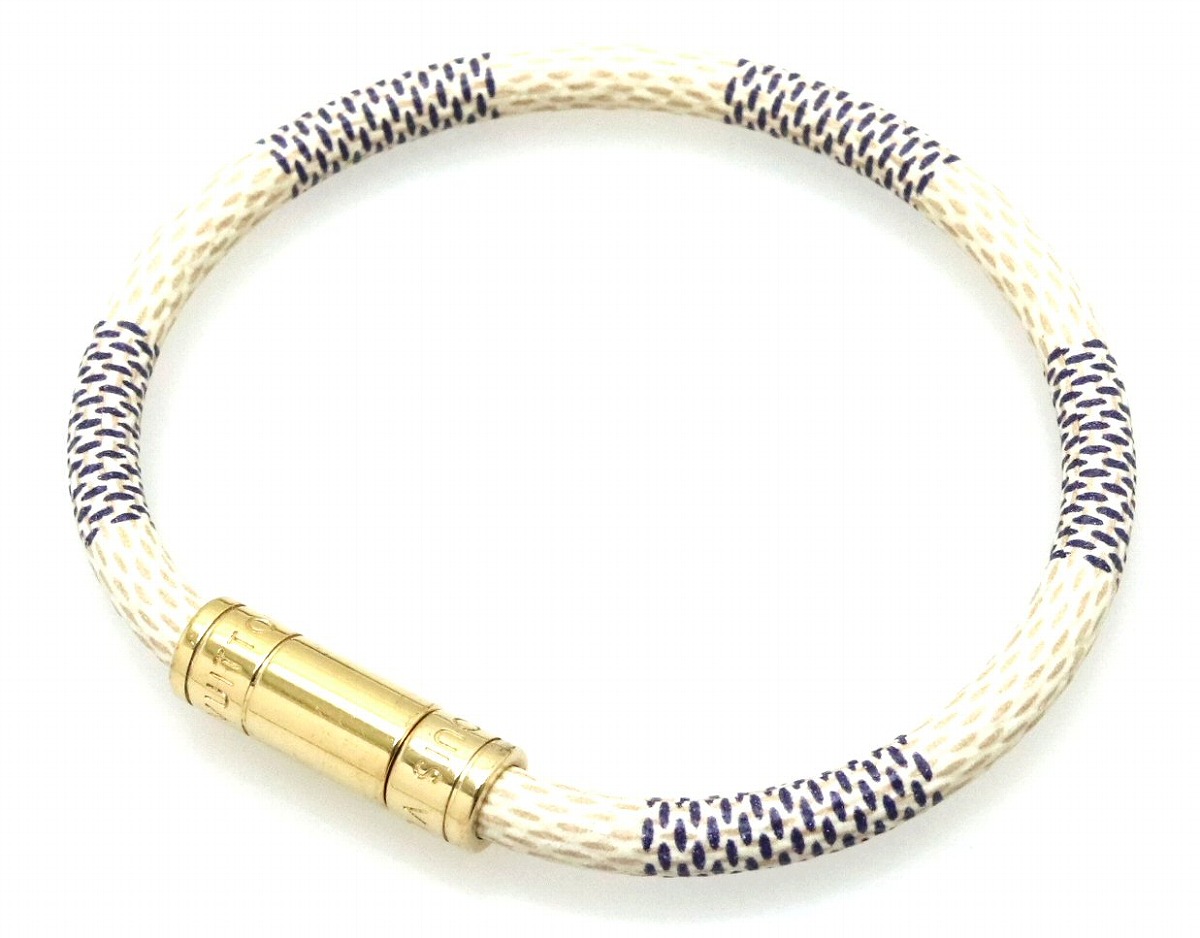 LOUIS VUITTON Damier Azur Burasure keep-it-bangle bracelet Gold Hardware (917 | eBay
