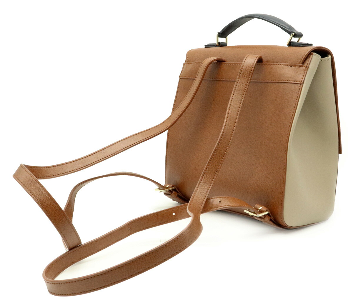 バッグ Paul Smith ポール スミス リュックサック バックパック レザー ブラウン 茶 グレージュ ネイビー 紺色 ゴールド金具 中古 Mozago Com