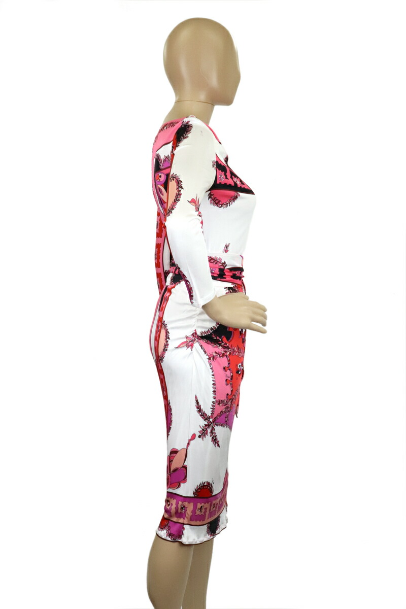 アパレル Emilio Pucci エミリオ プッチ ロング ワンピース プッチ柄 七分袖 レーヨン100 ピンク系マルチカラー 34 クリーニング済 中古 Nerodesign Com Br