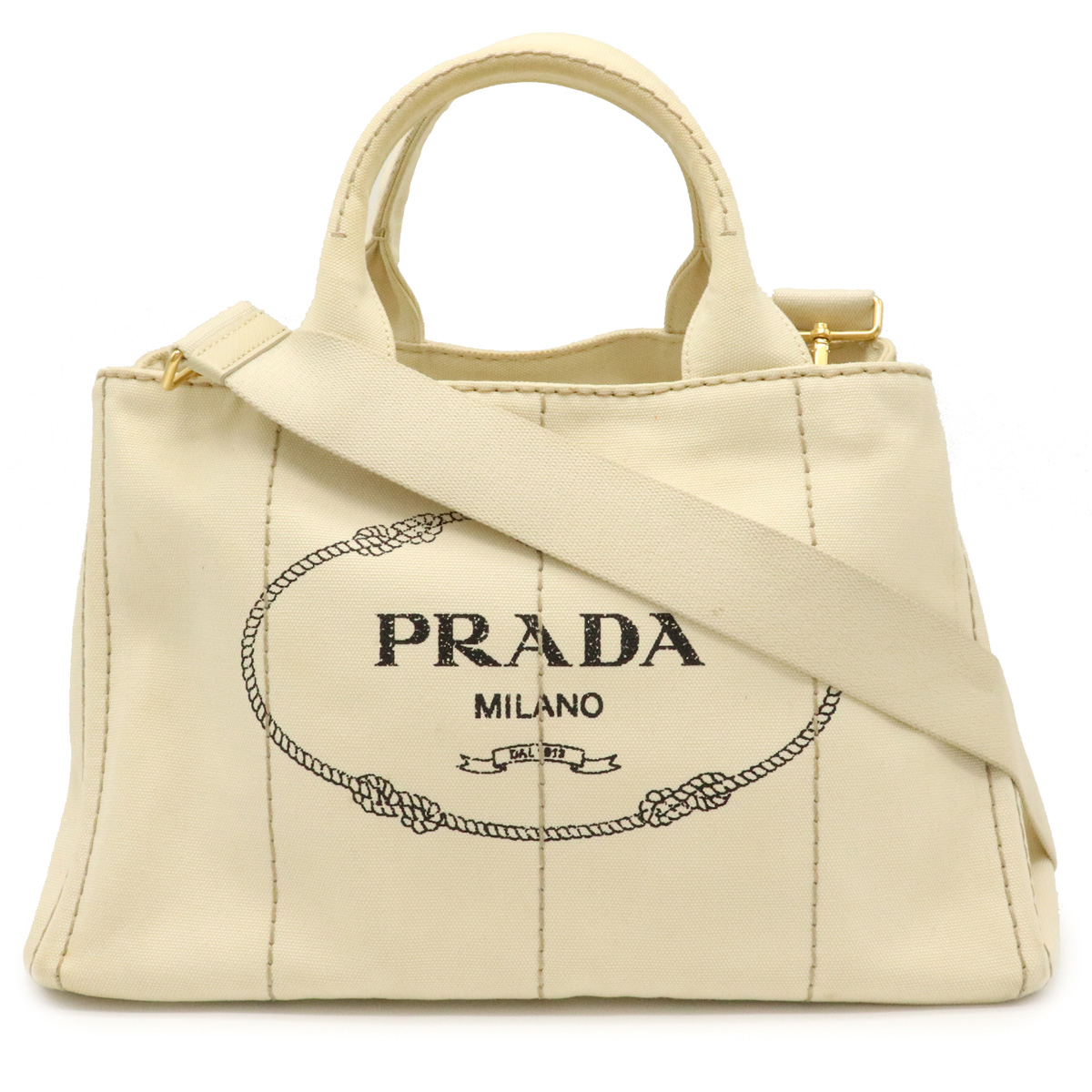 海外輸入 バッグ Prada プラダ Canapa カナパトート 2way トートバッグ ハンドバッグ ショルダーバッグ キャンバス クリーム ゴールド金具 1bg642 中古 無料長期保証 Werther Com Br