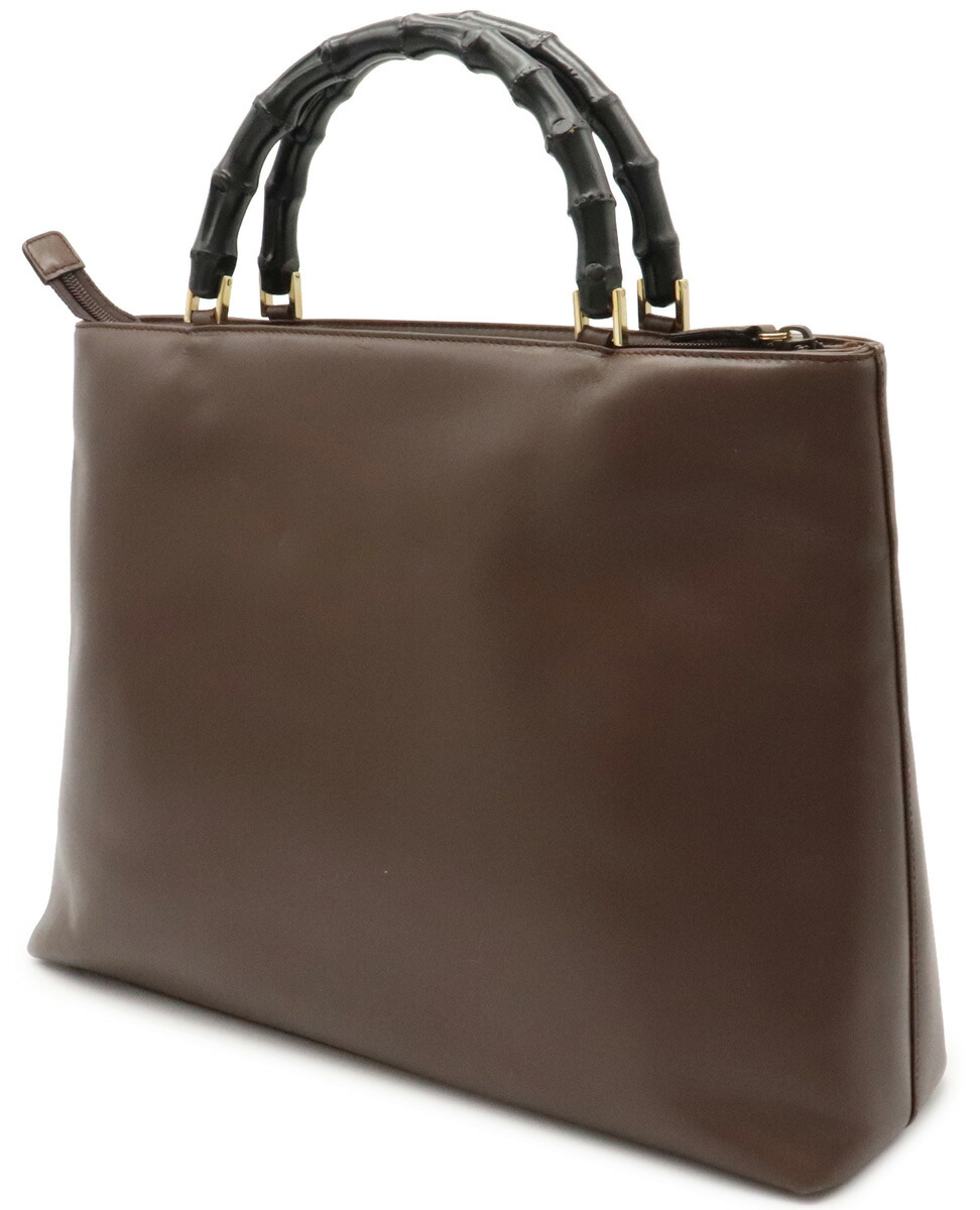 バッグ Gucci グッチ バンブー ハンドバッグ トートバッグ レザー ブラウン ブラック 黒 ゴールド金具 アウトレット品 002 2122 0507 中古 Spotbuycenter Com