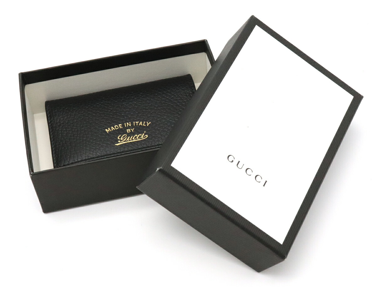 新品未使用品 名刺入れ Gucci グッチ スウィング カードケース レザー 名刺入れ 定期入れ パスケース レザー 財布 ケース ロゴ ブラック 黒 ブルーミン 森田質店