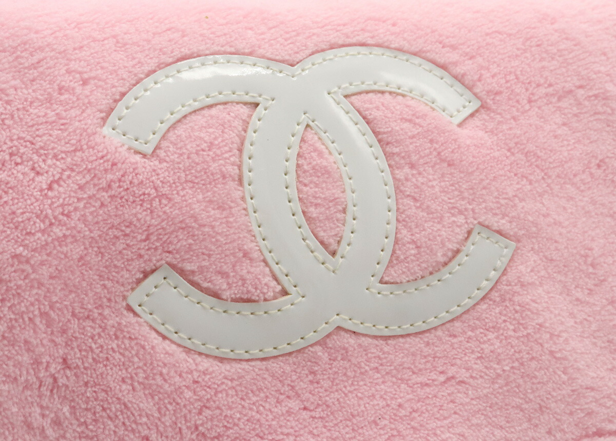 楽天市場 バッグ Chanel シャネル ノベルティ ショルダーバッグ 斜め掛け パイル地 ピンク ホワイト 白 中古 ブルーミン 森田質店