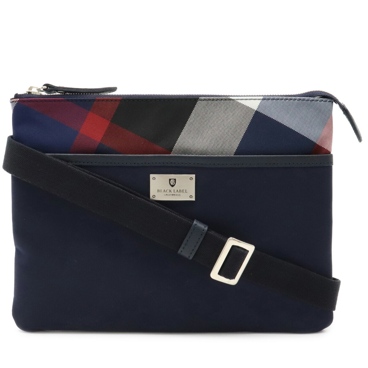 楽天市場 バッグ Black Label Crestbridge ブラックレーベル クレストブリッジ バーバリー ショルダーバッグ 2way チェック柄 ナイロンキャンバス ネイビー 中古 Blumin 楽天市場店