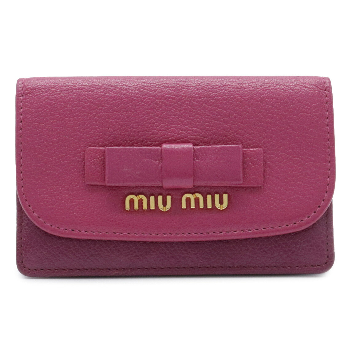 楽天市場 Miu Miu ミュウ ミュウ ミュウミュウ マドラス カードケース 名刺入れ パスケース 定期入れ リボンモチーフ レザー ピンク ワインレッド 中古 ブルーミン 森田質店