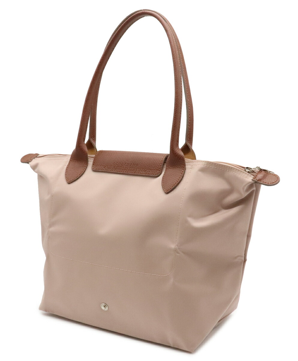 バッグ Longchamp レディースバッグ ロンシャン 刺繍 ル プリアージュ トートバッグ エコバッグ エッフェル塔 ショルダー エッフェル塔 刺繍 ナイロン レザー ピンクベージュ ブラウン 中古 ブルーミン 森田質店ｓランク品