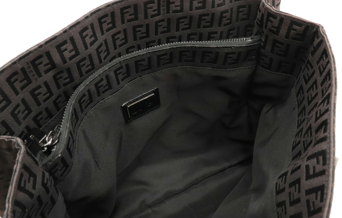 バッグ Fendi トートバッグ フェンディ フェンディ ズッキーノ ズッカ柄 トートバッグ ハンドバッグ キャンバス レザー バッグ ダークブラウン 黒 ブラック 8bh073 中古 ブルーミン 森田質店