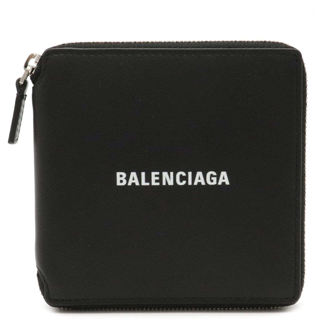財布 Balenciaga バレンシアガ ロゴ ラウンドファスナー コンパクトウォレット 2つ折財布 二つ折り財布 レザー ブラック 黒 ホワイト 白 中古 Mozago Com