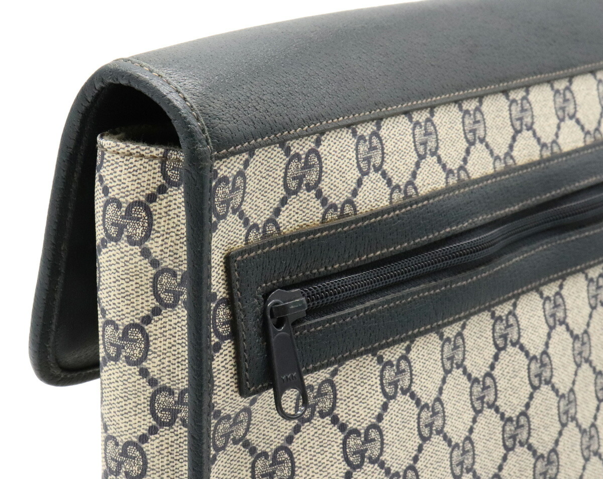 御徒面子 Gucci グッチ オールドグッチ Gg利沢 クラッチバッグ 二着バッグ ドキュメント格 稼業 Pvc 皮革 ネイビー ネイビイブルー ベージュ 017 123 0022 中古 Ficap Fr