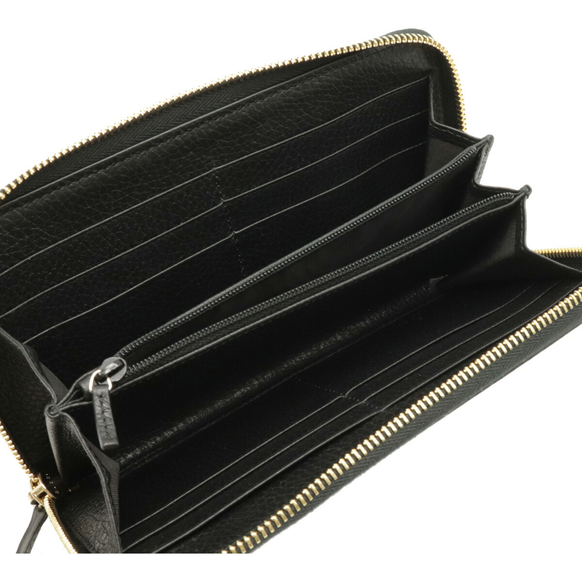 未使用品 ゴールド金具 長財布 ラウンドファスナー Gucci 財布 インターロッキングg ブラック レザー ラウンドファスナー 中古 グッチ 長財布 黒 ゴールド金具 ブルーミン 森田質店